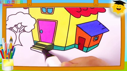 Descargar video: How to Draw House Coloring Pages - Drawing and Learn Colors for Toddlers