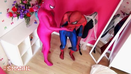 Spiderman Wedding Preparations Spider-man tuxedo getting married with Pink Spidergirl