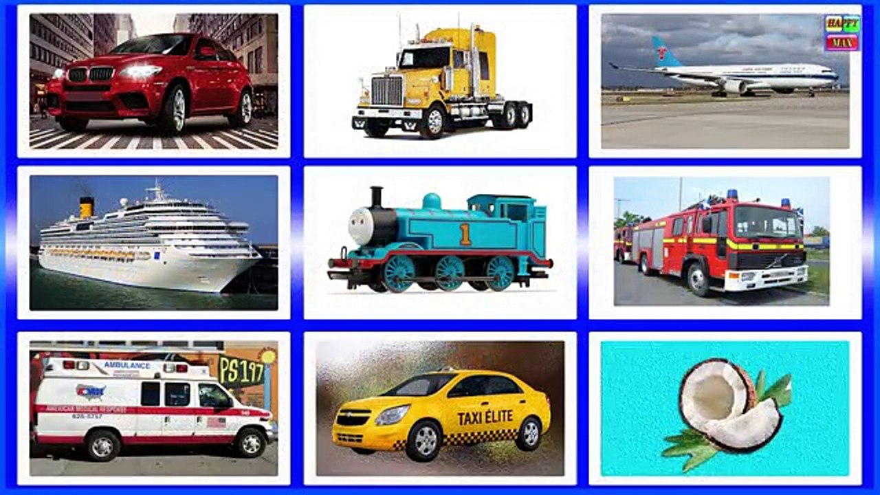 Learn sounds and names of transport vehicles for children, toddlers and