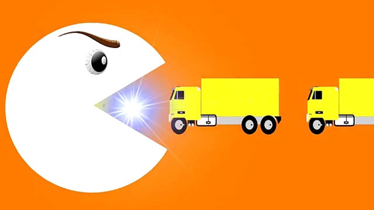 Learn Colors With Pacman For Kids - Garbage Trucks - Funny Video For Kids