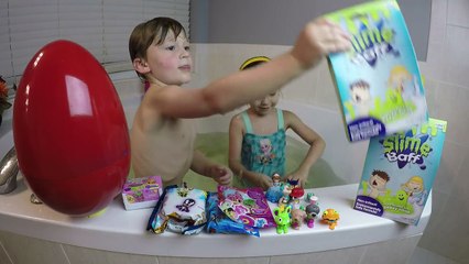 HUGE EGG SURPRISE SLIME BAFF TOY CHALLENGE Bath PlayTime Marvel Superhero Spiderman Elsa Frozen Toys