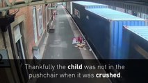 Pram sucked into freight train slipstream