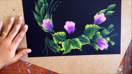 One Stroke Painting- Pink Flowers on Leaf Base