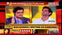 HRITHIK ROSHAN SPEAKS TO ARNAB ABOUT KANGANA RANAUT | SUPER EXCLUSIVE INTERVIEW #NationWantsToKnow