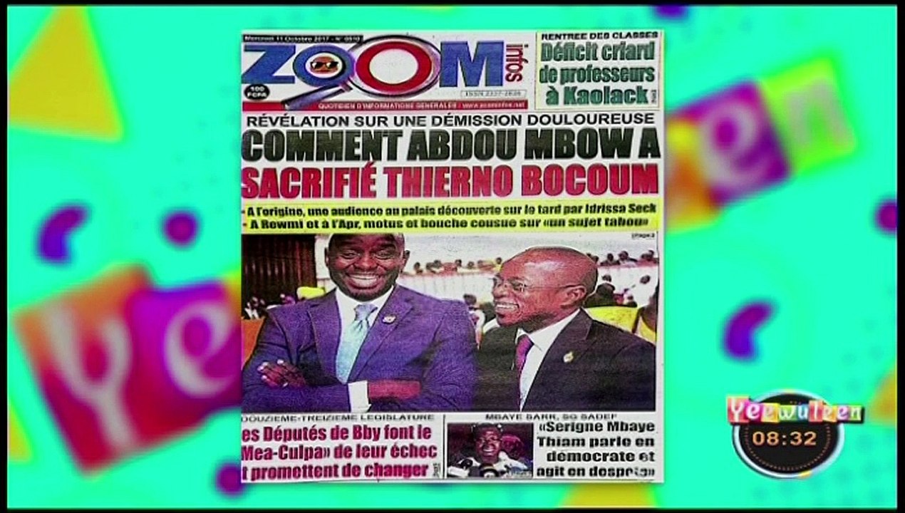 RUBRIQUE REVUE DES TITRES avec IBOU DIOUF dans Yeewu Leen du 11 Octobre 2017