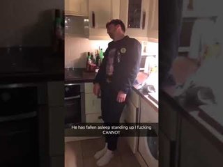 Drunk Man Falls Asleep While Waiting for Kettle to Boil