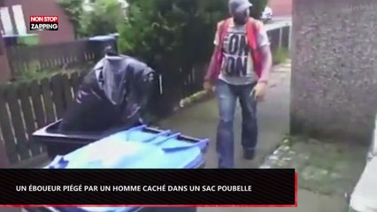 Un éboueur piégé par un homme caché dans un sac poubelle (Vidéo)