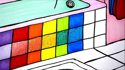 Coloring Pages Bathrooms l Bath Tub l Toilet Drawing Pages To Color For Kids l Learn Rainbow Colors