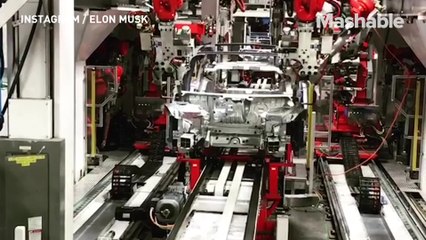 This is what the manufacturing of a Tesla Model 3 looks like