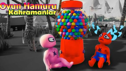Örümcek Adam'ın Çocukları ve Şeker Makinesi - Oyun Hamuru Çizgi Film Süper Kahramanlar