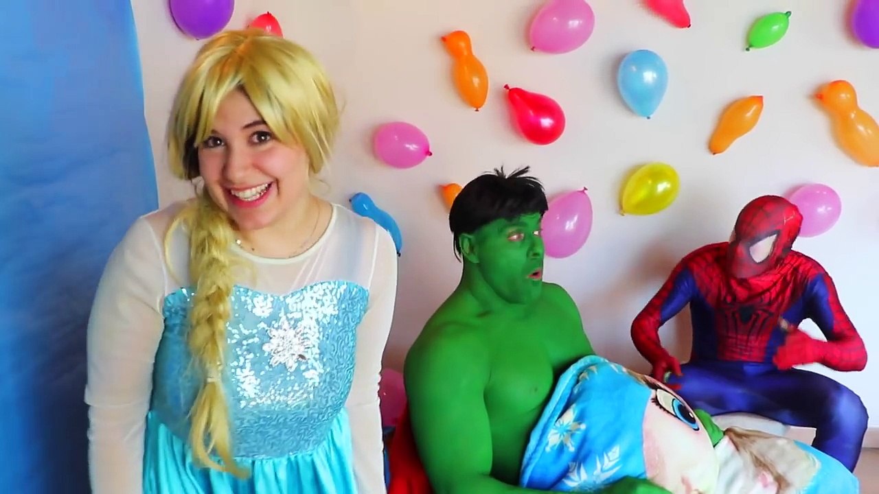 Pregnant Hulk gets a UGLY BABY DINOSAUR inside the BELLY? w/ Frozen Elsa Spiderman Maleficen Joker