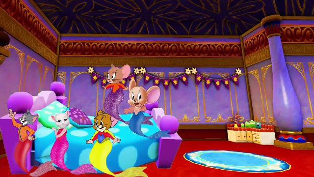 Tom and Jerry Mermaid Finger Family Song - Five Little Monkeys Jumping On The Bed Nursery Rhymes