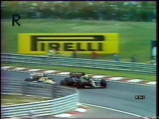 Gran Premio d'Ungheria 1986: Primo sorpasso di N. Piquet ad A. Senna e uscita di Arnoux