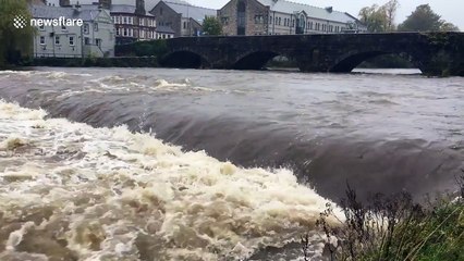 Cumbria river near bursting point after heavy rain