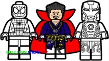 Lego Spiderman vs Lego Iron Man vs Lego Doctor Strange Coloring Book Coloring Pages Kids Fun Art