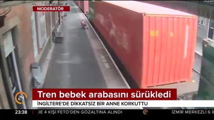 Tren bebek arabasını sürükledi