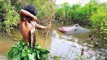 Amazing Wild Boy Catch Fish Using Bow Fishing