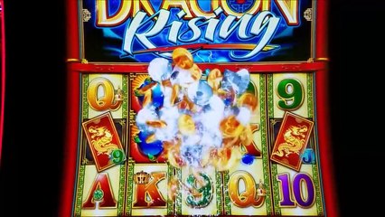 Dragon Rising Slot Machine Bonus Win $4 4 and $11 Bet, PROGRESSIVE JACKPOT Win