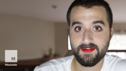 A man learns how to apply make up in a day