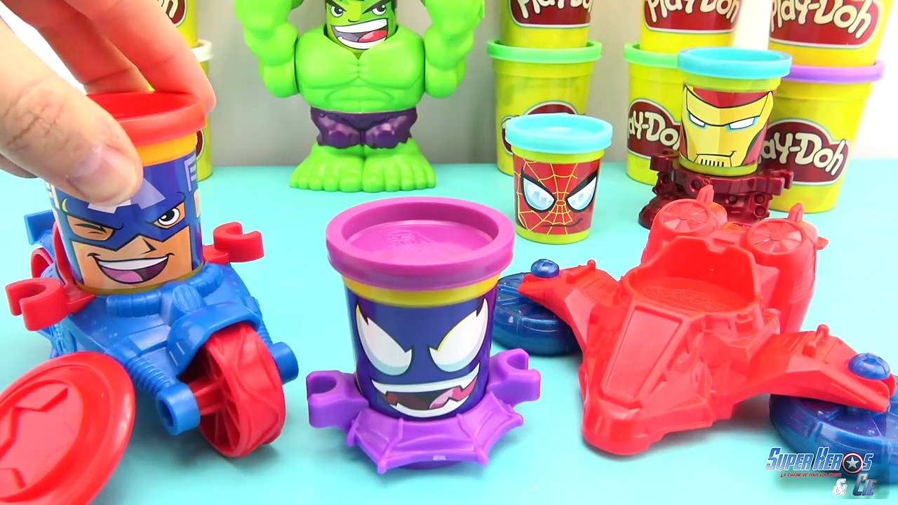 Pate à modeler Play Doh Marvel Super Heros Captain America Spiderman Venom Jouet Toy Review