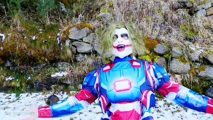Iron Spiderman w/ Elsa Frozen vs Joker vs Iron Man - Superheroes Funny Movie In Real Life