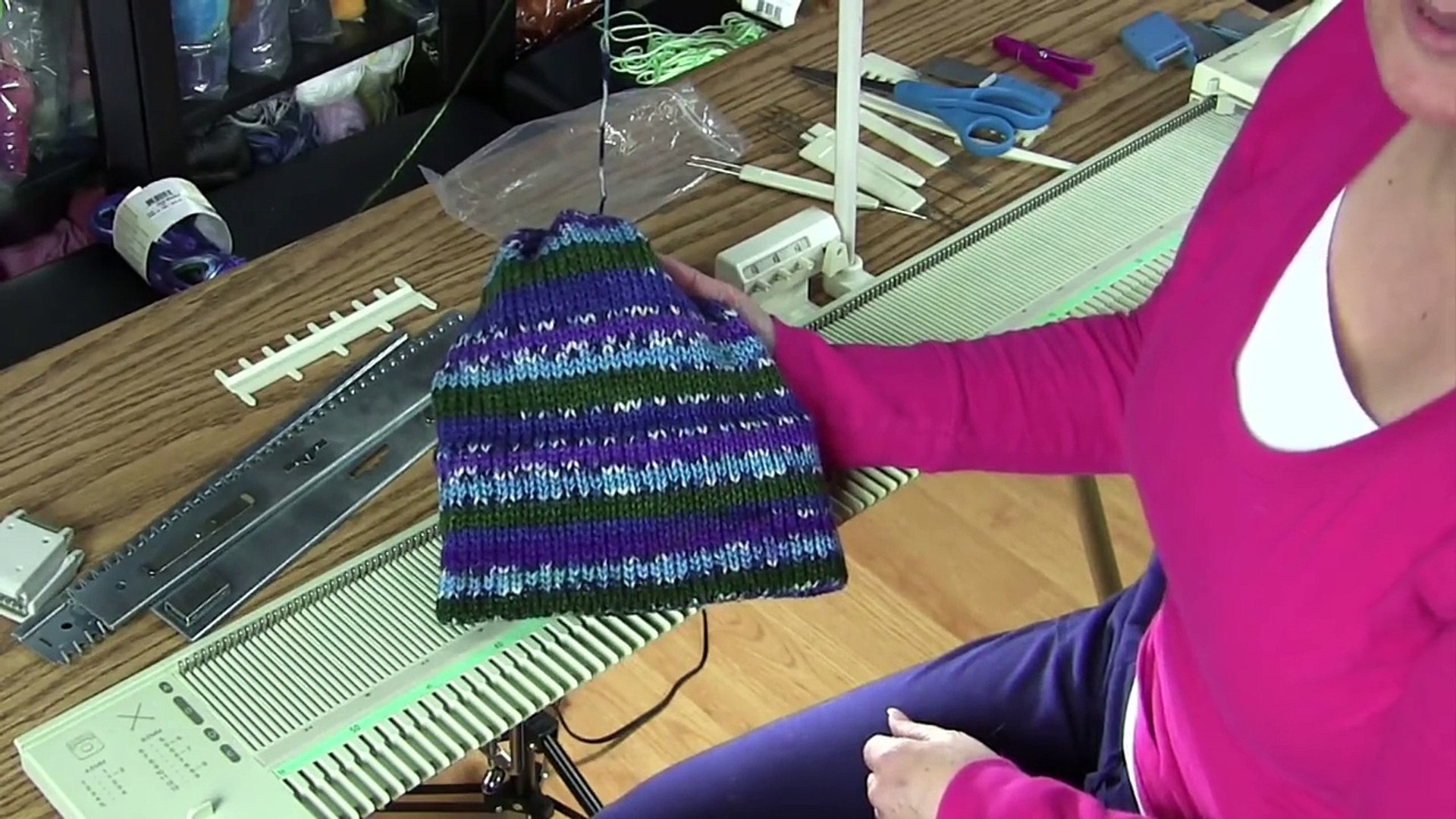 ⁣Machine Knit Charity Hat - Tutorial - Knitting Blooms