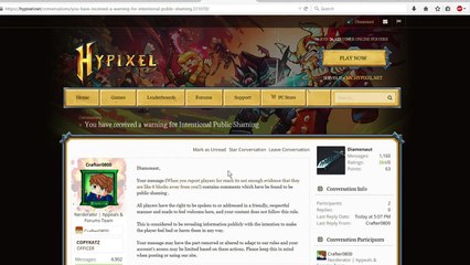 I have been GIVEN- Warning for Intentional Public Shaming On Hypixel Forum