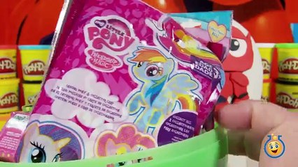GIANT Baymax Play Doh Surprise Egg Showdown with Big Hero 6, MLP, SpongeBob & Shopkins Surprise Toys