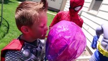 Spider-man vs Joker Kidnaps SANTA w/ Elsa SuperGirl in Bag Surprise Eggs Funny Super Pranks