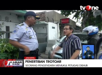 Penertiban Trotoar, Pengendara Pukul Petugas Dishub