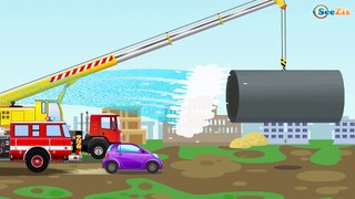 Construction Trucks: The Yellow Bulldozer and The Excavator - Cars & Trucks Cartoon for kids