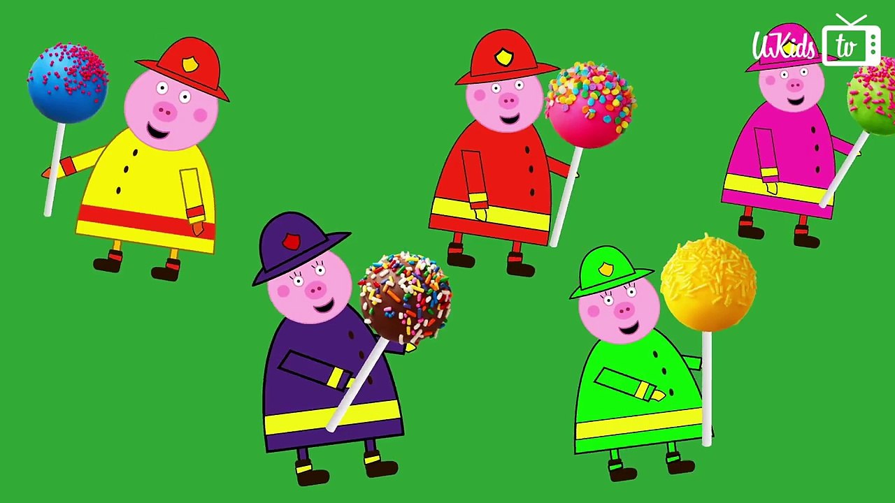 Fireman Pig Cake Pop Finger Family Song for Children