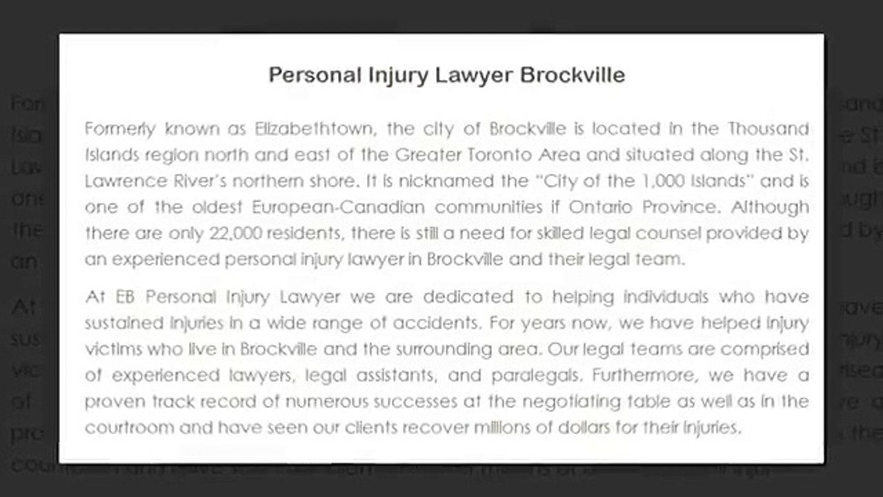 Personal Injury Lawyer Stratford ON - EB Personal Injury Lawyer (800) 274-6109
