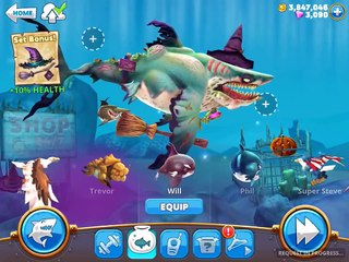 HUNGRY SHARK WORLD ZOMBIE SHARK / WITCH SET / HALLOWEEN Gameplay