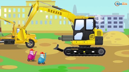 The Yellow Bulldozer and The Crane | Construction Trucks & Service Vehicles Cartoons for children