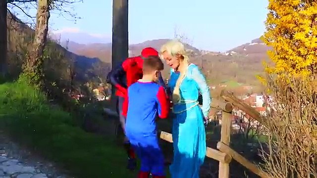 Frozen Elsa Spider Kid NERF BATTLE CHALLENGE! Epic Battle vs Joker w/ Spiderman Hulk Anna Fun IRL