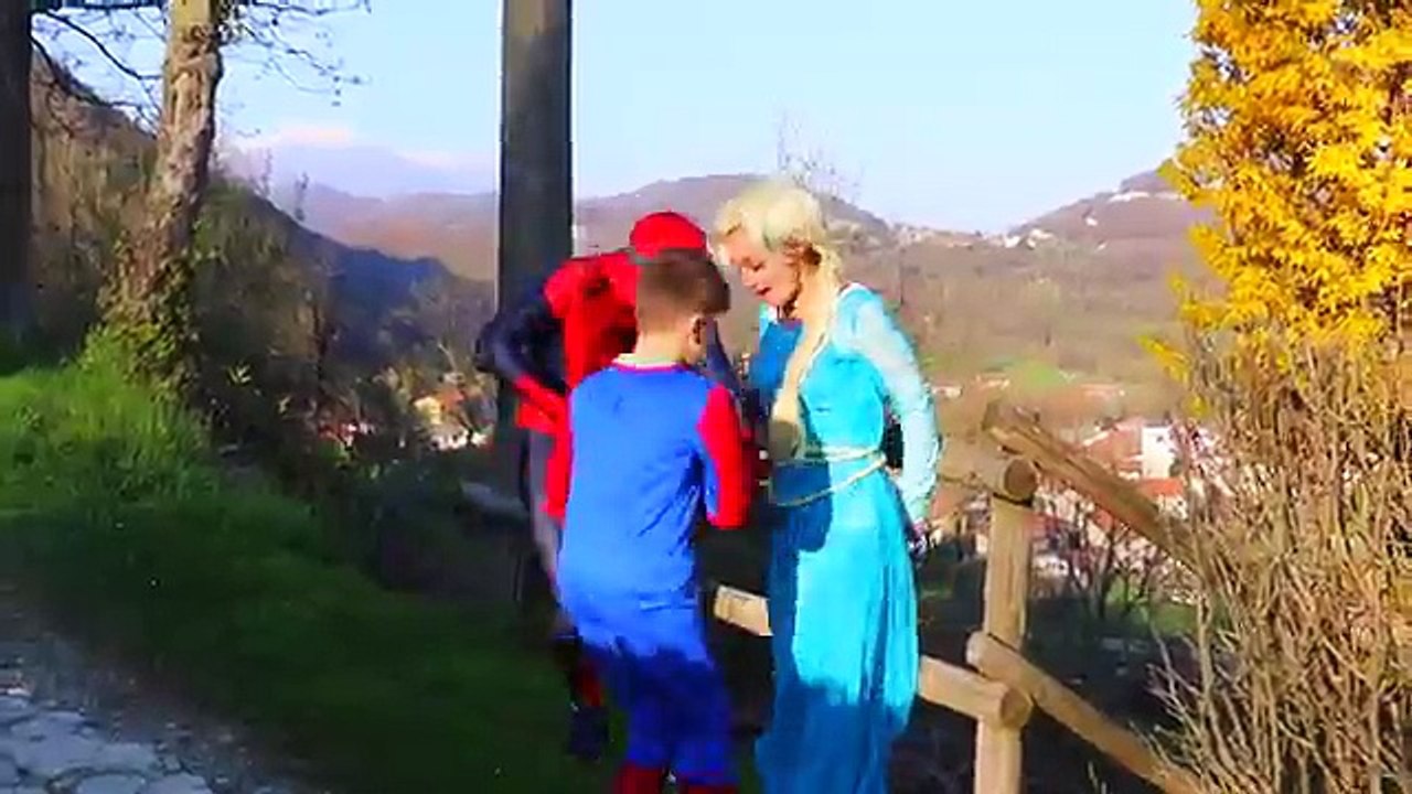 Frozen Elsa Spider Kid NERF BATTLE CHALLENGE! Epic Battle vs Joker w/ Spiderman Hulk Anna Fun IRL