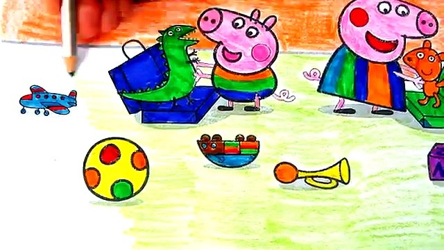 Peppa Pig with George and Toys Coloring Book Coloring Pages - Video For Kids