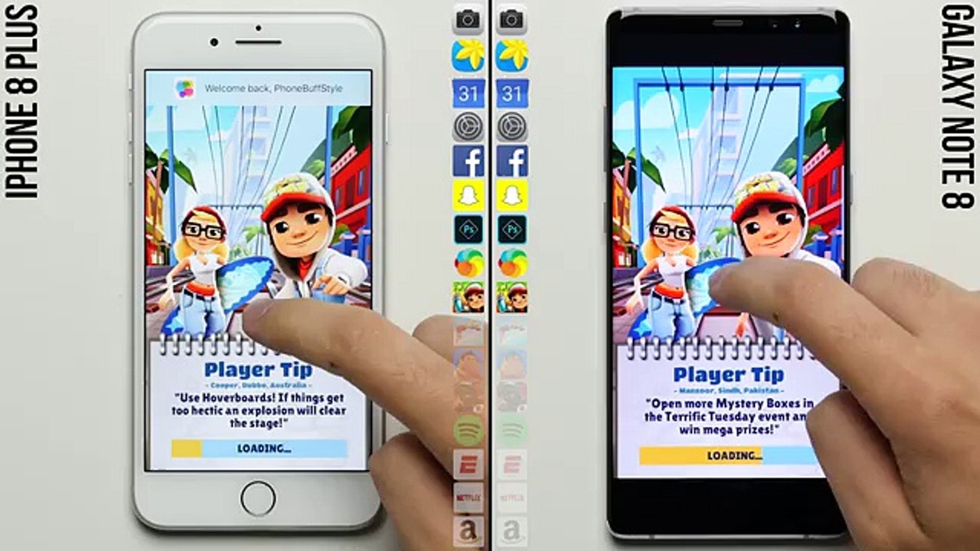 ⁣iPhone 8 Plus vs. Galaxy Note 8 Speed Test