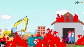 Construction Trucks: The Red Truck & Dump Truck & Crane - Cars & Trucks Cartoon for kids