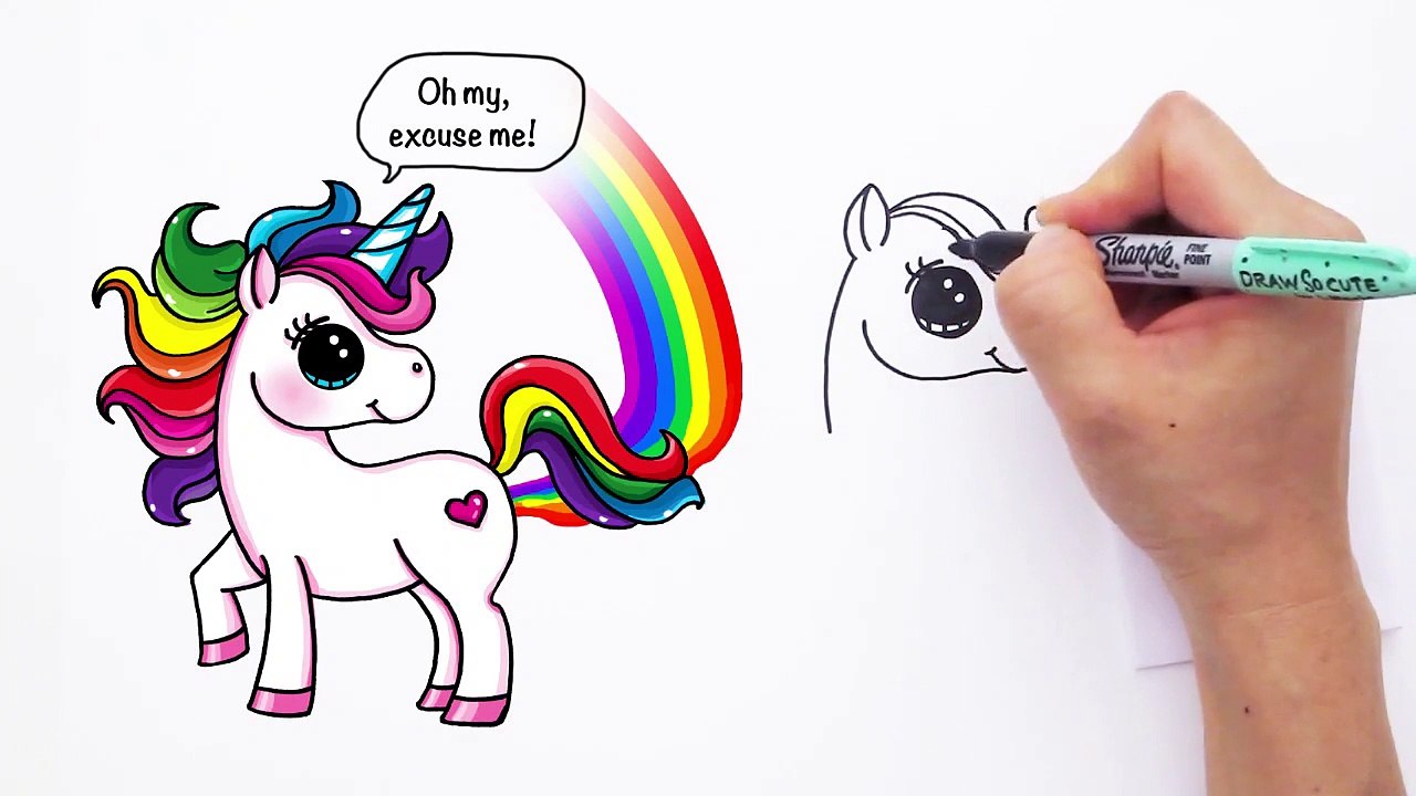 How to Draw a Cartoon Unicorn Farting Cute step by step