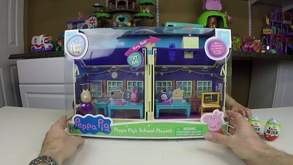FUN PEPPA PIG SCHOOL HOUSE PLAYSET + Kinder Surprise Eggs Kids Toy Surprises Opening Toys & Learning