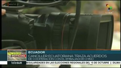 Canciller de Ecuador traza acuerdos de cooperación con embajador chino