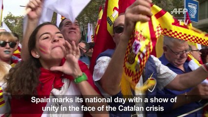 Spain marks national day with show of unity in Catalan crisis