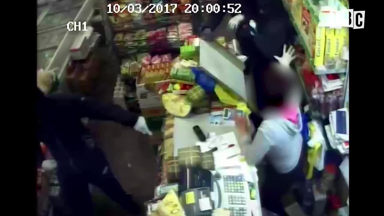 Terrifying Moment Robbers Spray Ammonia In Shopkeeper’s Face During Raid