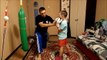 Boxing. work with the child on a Boxing bag,Бокс. работа с ребенком на боксерском мешке