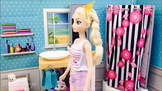 BARBIE PRINCESS BEDROOMELSA FROZENBARBIE MORNING ROUTINEDISNEY DOLLSHO