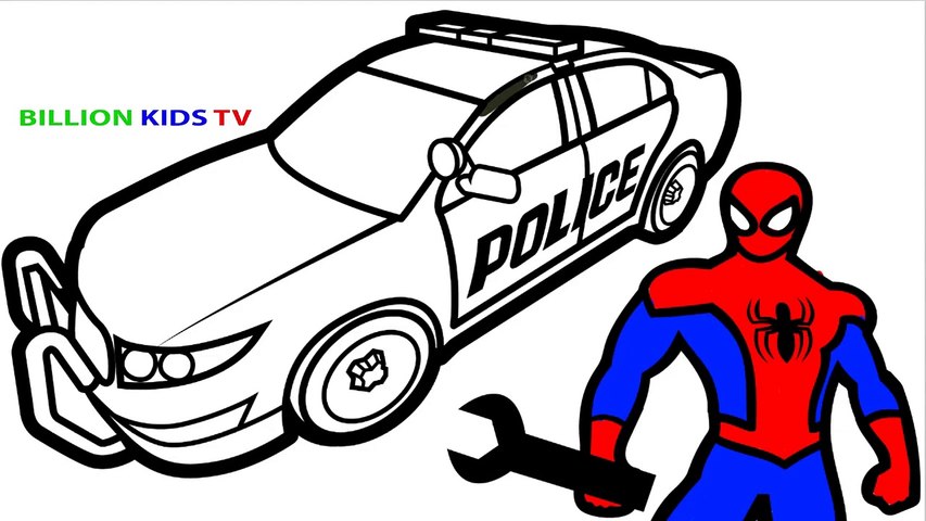 spiderman repair new police cars coloring pages for kids coloring book kids  fun art
