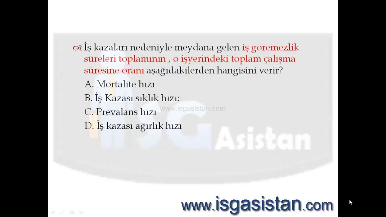 İş Epidomiyolojisi Soru Çözümü