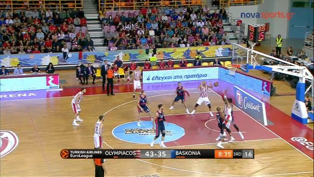 Η εκπληκτική πάσα του Πρίντεζη για το επιβλητικό κάρφωμα του Μιλουτίνοβ - Ολυμπιακός vs Μπασκόνια - 12.10.2017